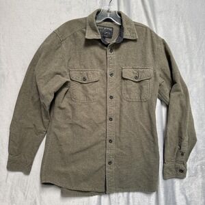 Grizzly Mountain Shirt Mens Medium Olive Green Flannel Button Front Workwear